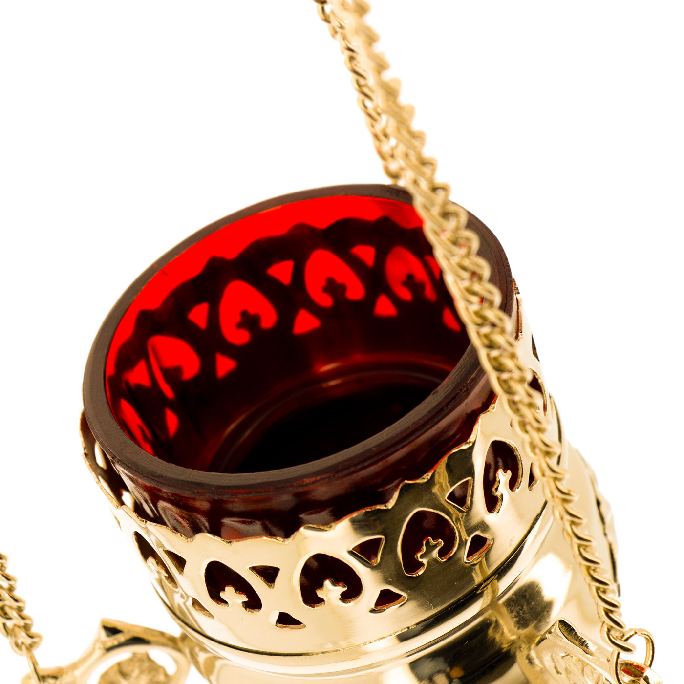 Lanterna a sospensione in ottone lucido. Dimensioni 8x15 cm