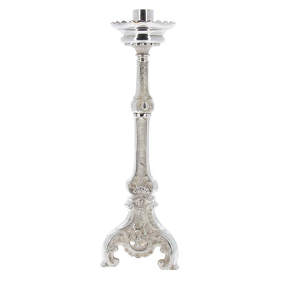 Portacandela da altare in ottone argentato. Altezza 50 cm