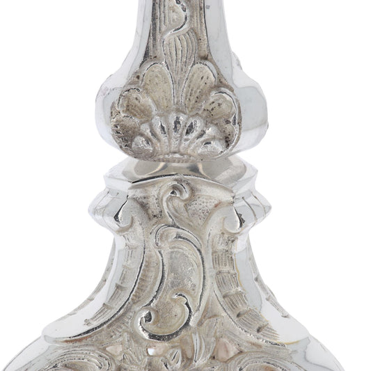 Portacandela da altare in ottone argentato. Altezza 50 cm