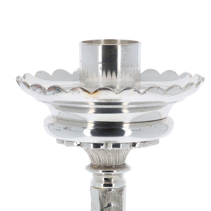 Portacandela da altare in ottone argentato. Altezza 50 cm