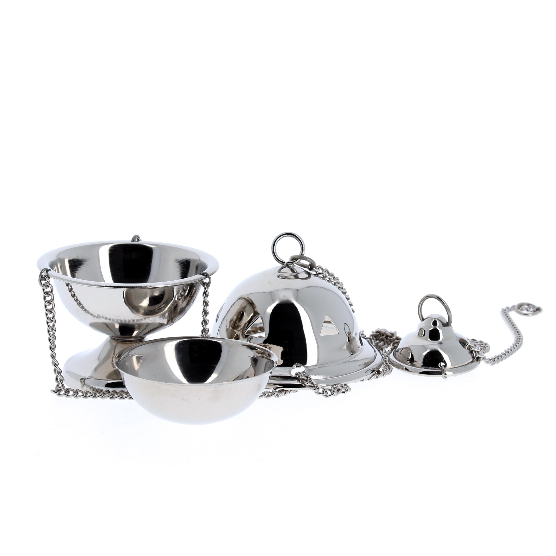 Mini-turibolo in ottone con ciotolina interna. Dimensioni 6,5x10 cm