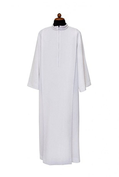 Camice Sacerdotale con piegoni e collo risvoltato. Misto poliestere cotone