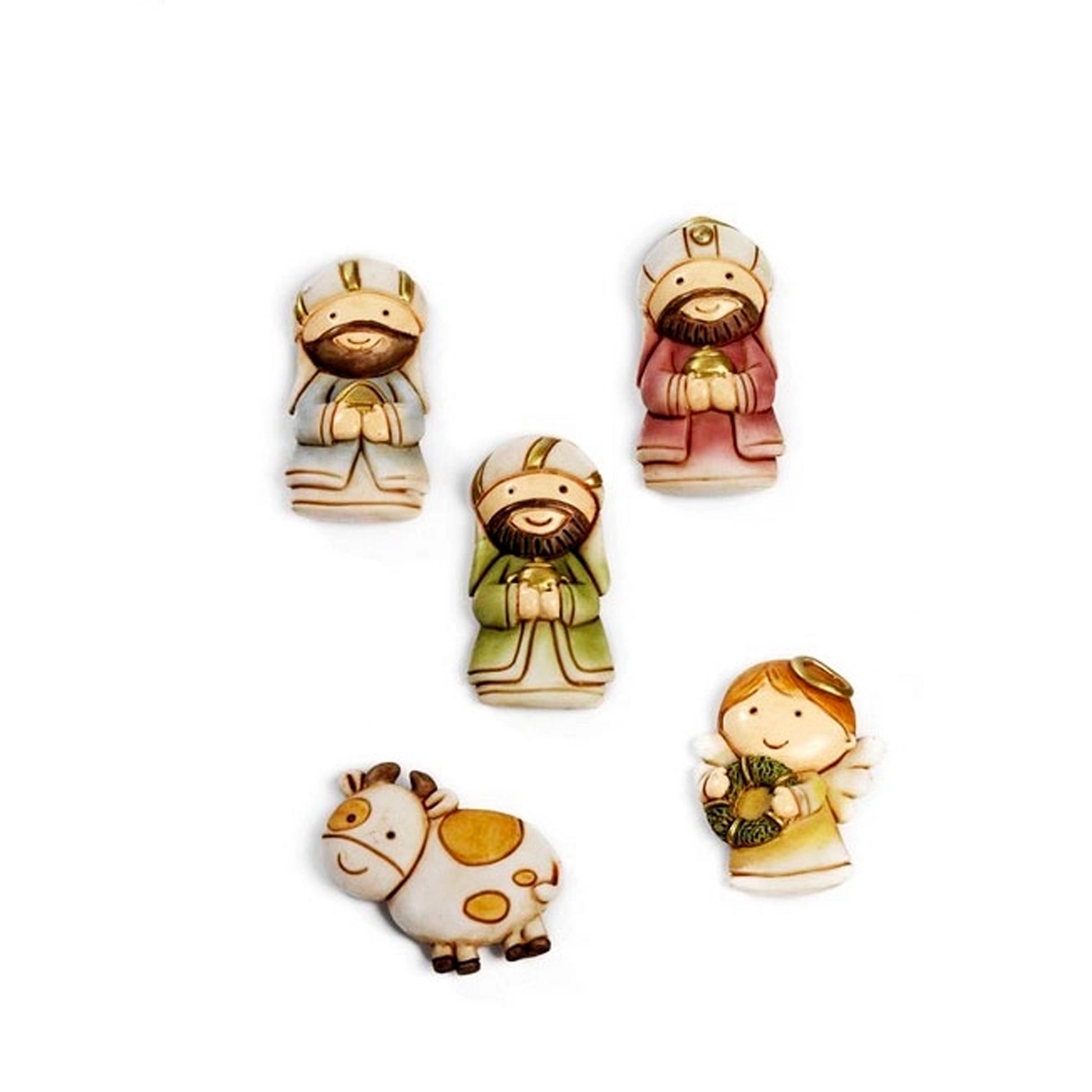 Set di 12 calamite, in resina, con personaggi presepe. Altezza 5,2 cm