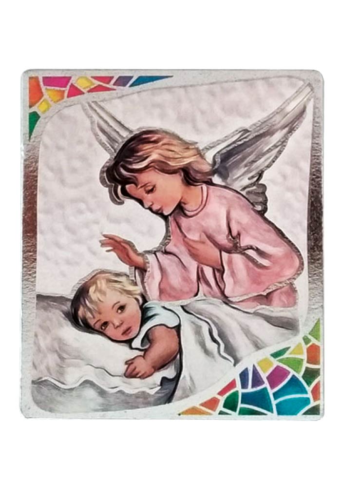Quadro in legno con immagine stampata su foglia argento. Dimensioni 39x45 cm