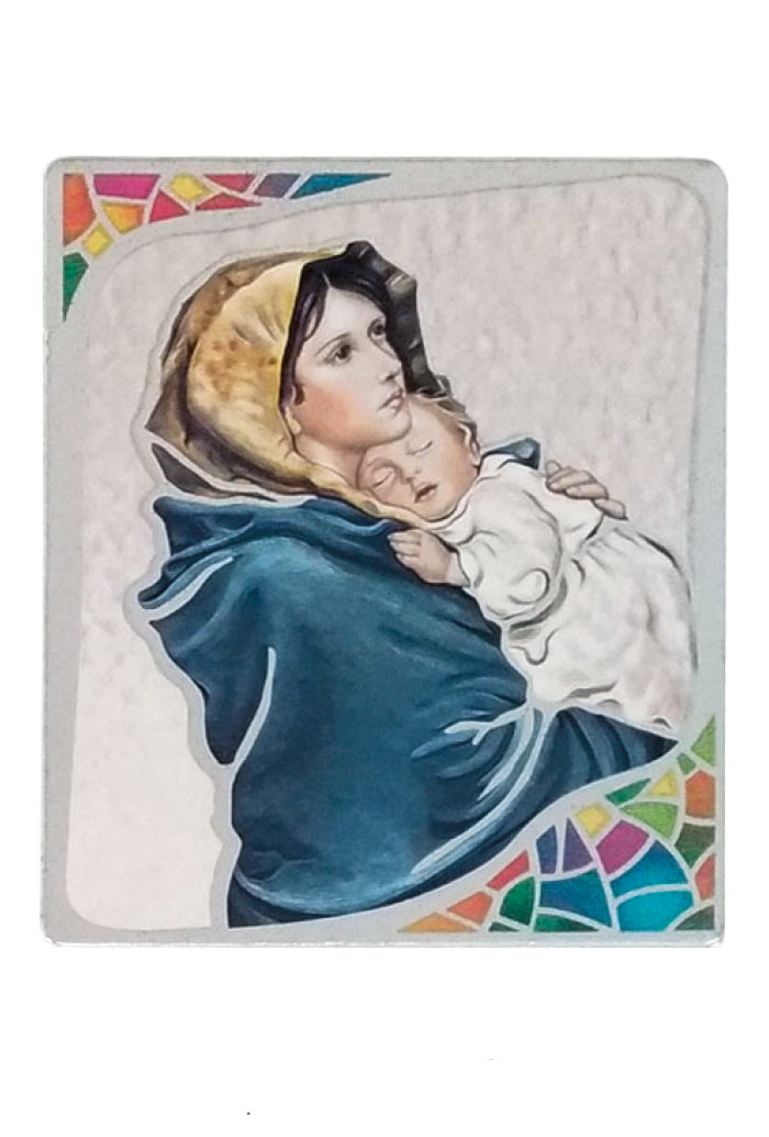Quadro in legno con immagine stampata su foglia argento. Dimensioni 39x45 cm