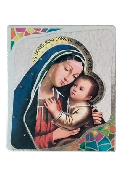 Quadro in legno con immagine stampata su foglia argento. Dimensioni 39x45 cm