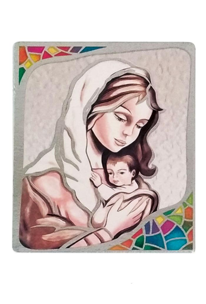 Quadro in legno con immagine stampata su foglia argento. Dimensioni 39x45 cm