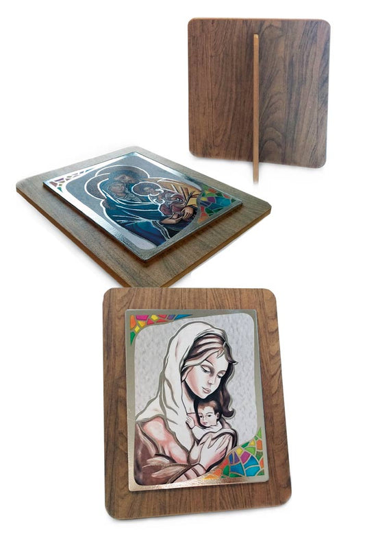 Quadro in legno con immagine stampata su foglia argento. Dimensioni 28x32 cm
