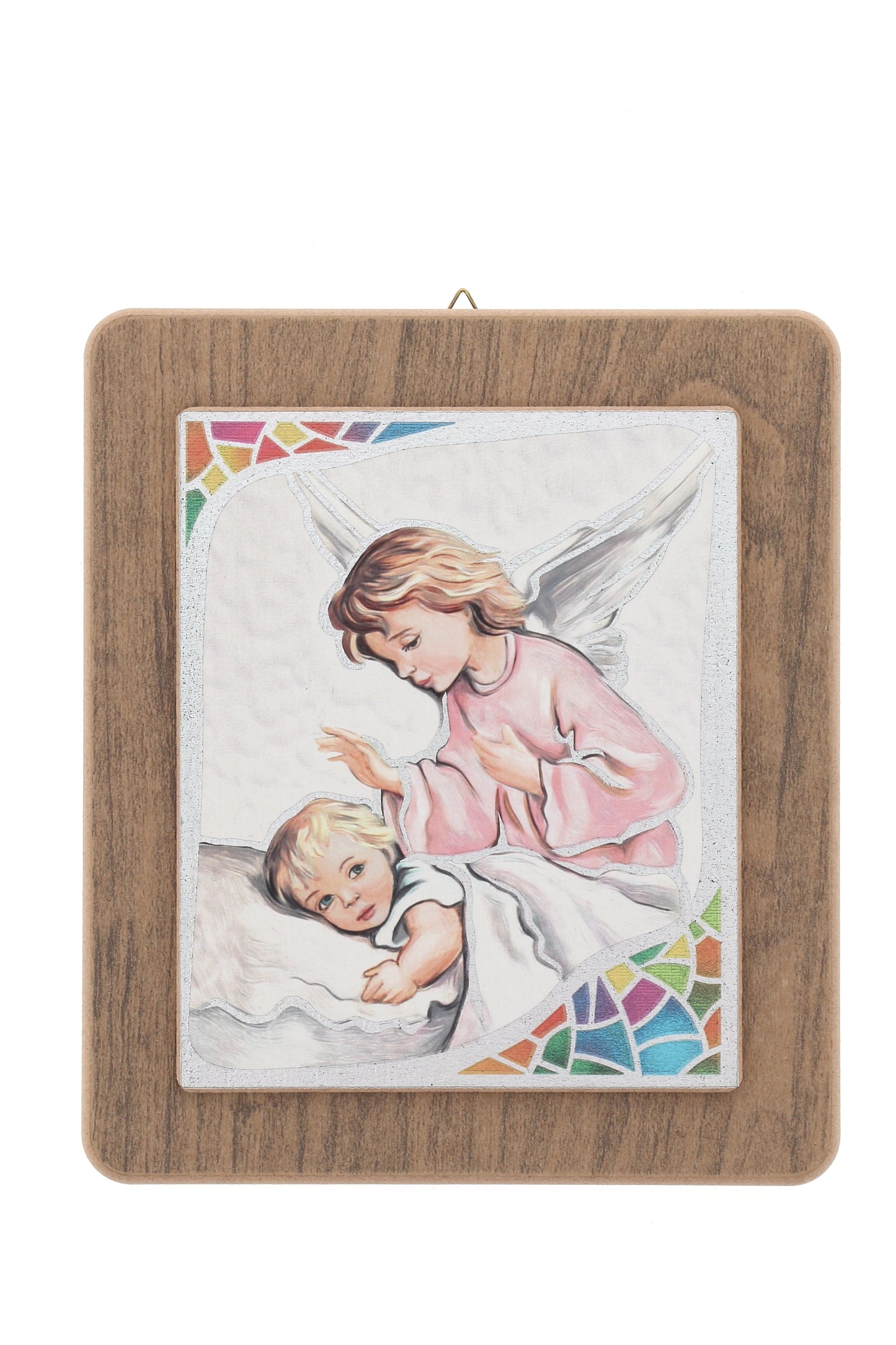 Quadro in legno con immagine stampata su foglia argento. Dimensioni 28x32 cm