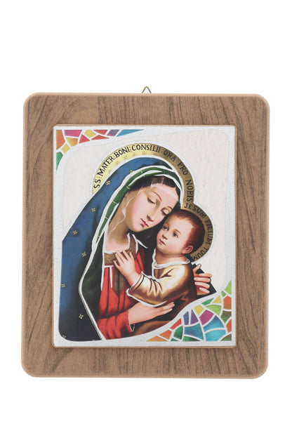 Quadro in legno con immagine stampata su foglia argento. Dimensioni 28x32 cm
