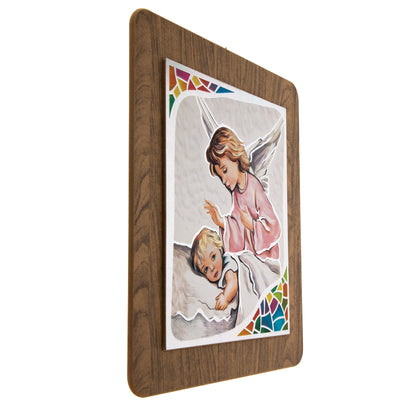 Quadro in legno con immagine stampata su foglia argento. Dimensioni 39x45 cm