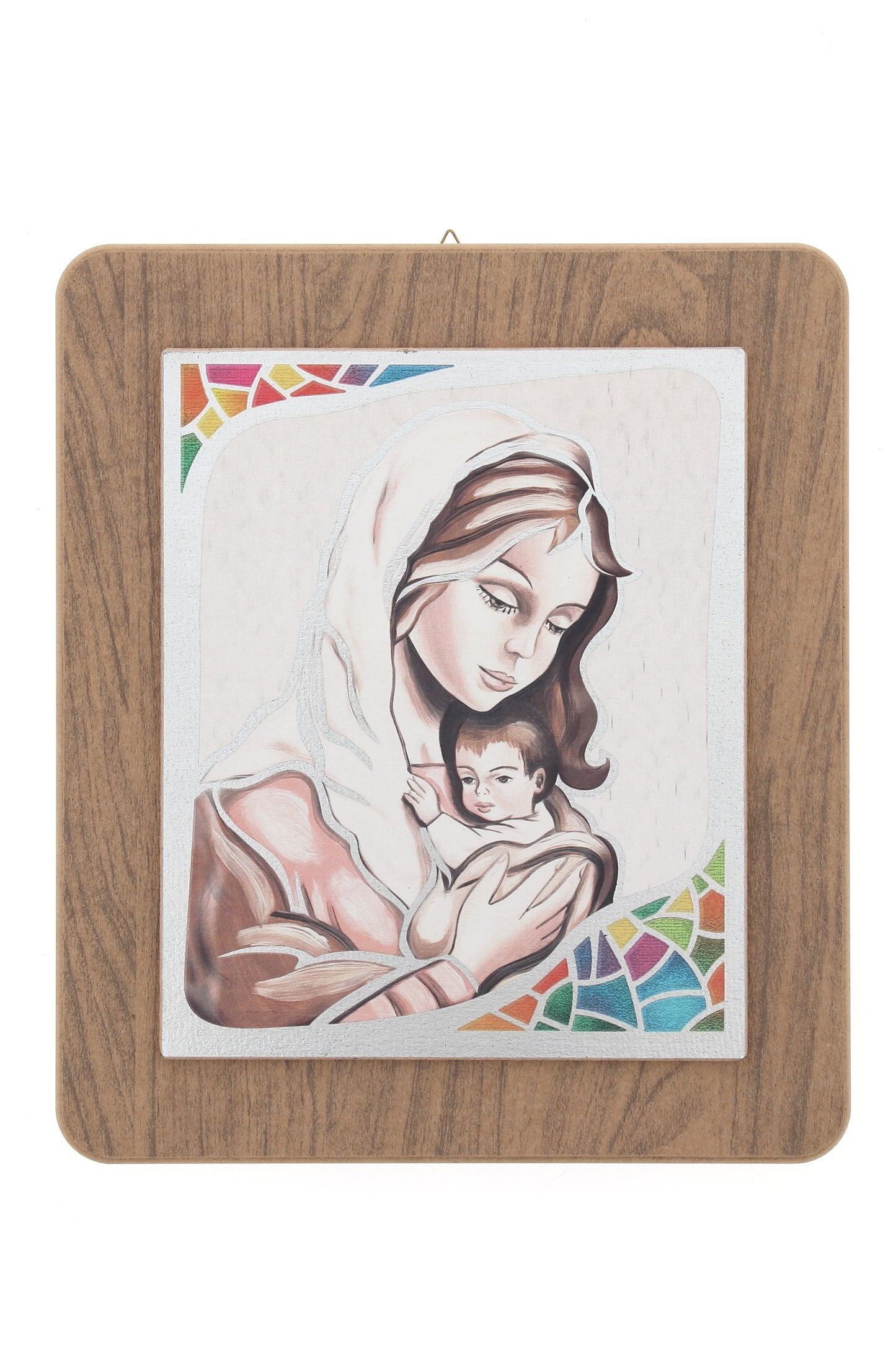 Quadro in legno con immagine stampata su foglia argento. Dimensioni 28x32 cm