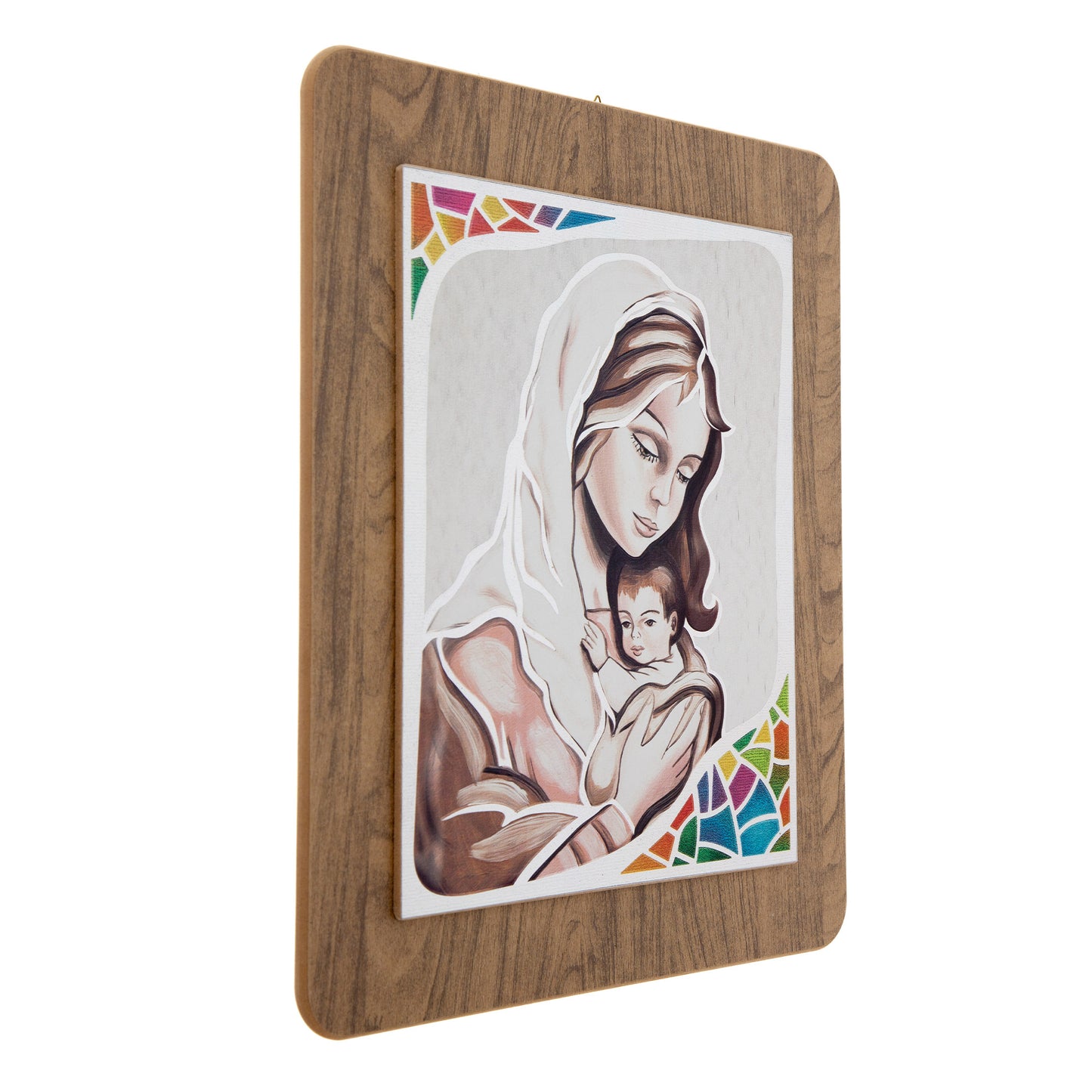 Quadro in legno con immagine stampata su foglia argento. Dimensioni 39x45 cm