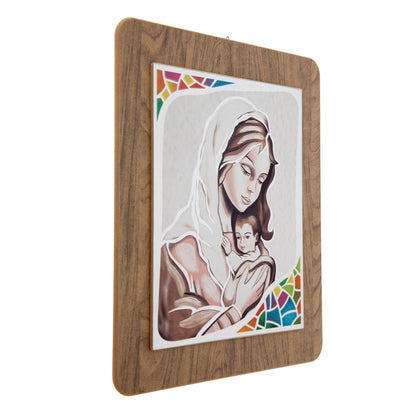 Quadro in legno con immagine stampata su foglia argento. Dimensioni 39x45 cm