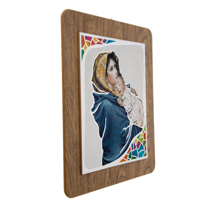 Quadro in legno con immagine stampata su foglia argento. Dimensioni 39x45 cm