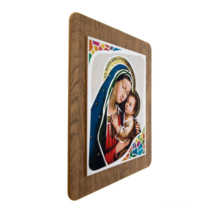 Quadro in legno con immagine stampata su foglia argento. Dimensioni 39x45 cm