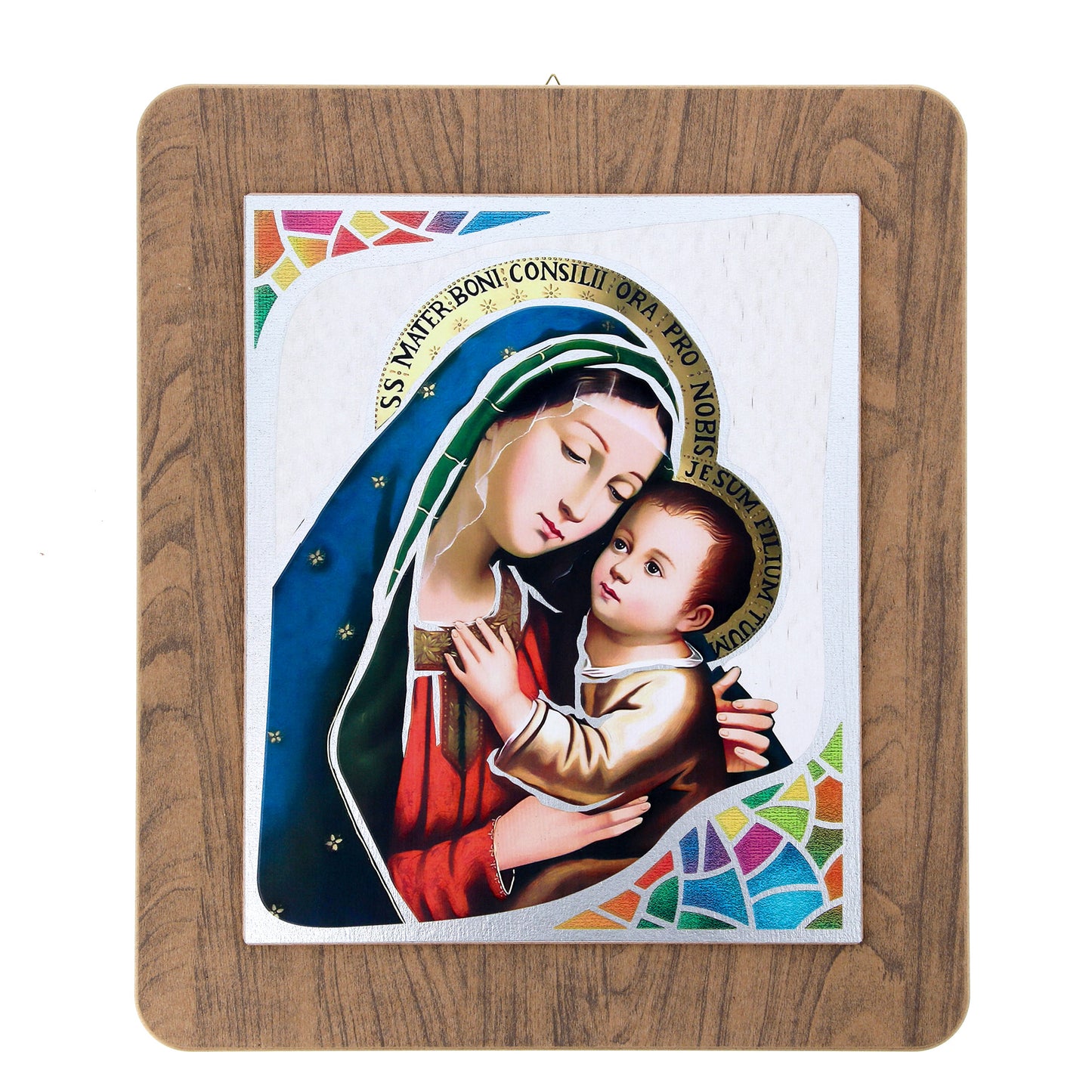 Quadro in legno con immagine stampata su foglia argento. Dimensioni 39x45 cm