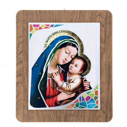 Quadro in legno con immagine stampata su foglia argento. Dimensioni 39x45 cm