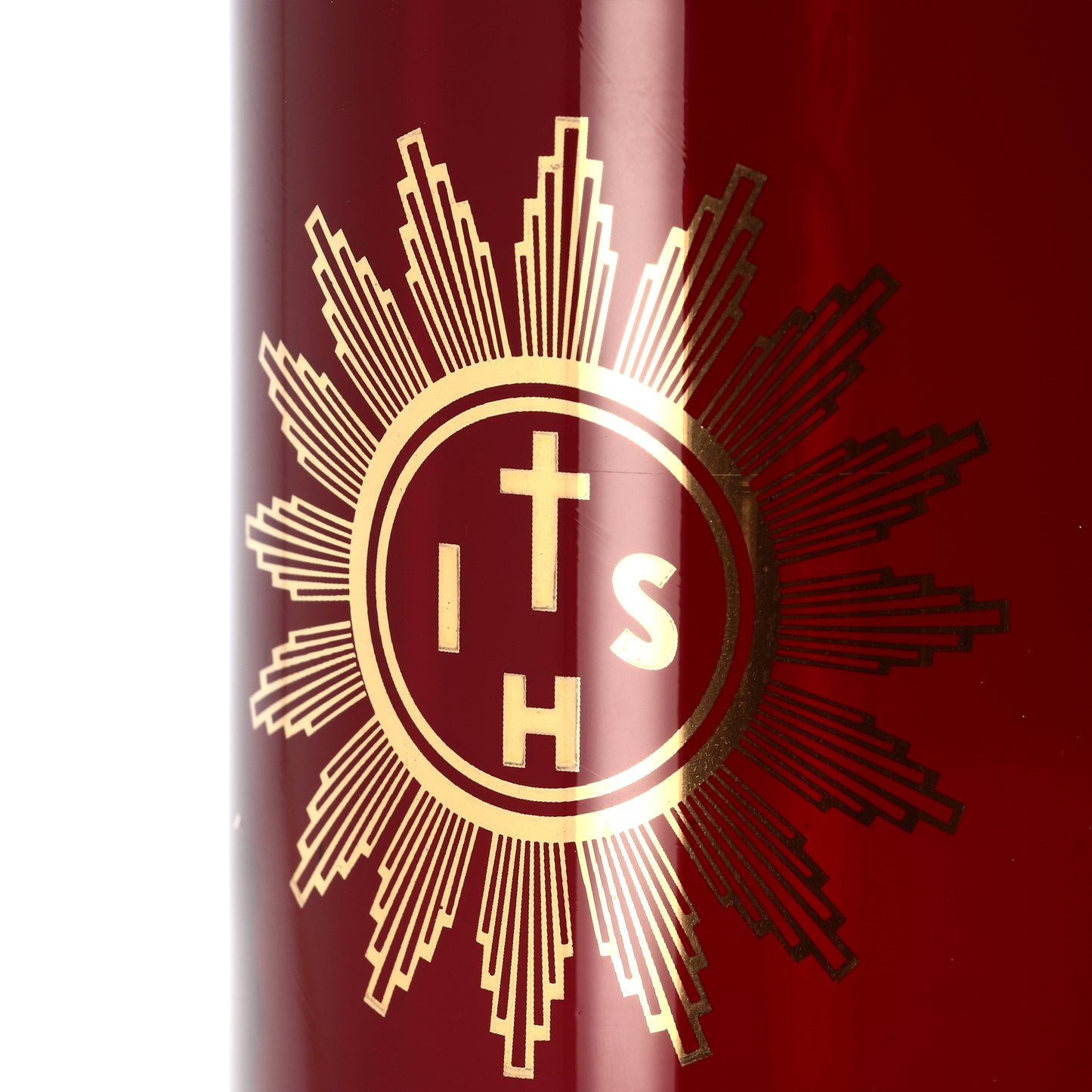 Bicchiere in vetro "Rosso Rubino" per cero liturgico. Dimensioni 7,5x22 cm