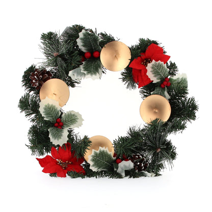 Corona Avvento con fiori Stella di Natale. Diametro 40 cm