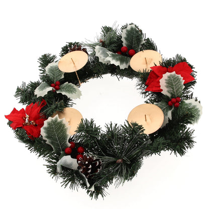 Corona Avvento con fiori Stella di Natale. Diametro 40 cm