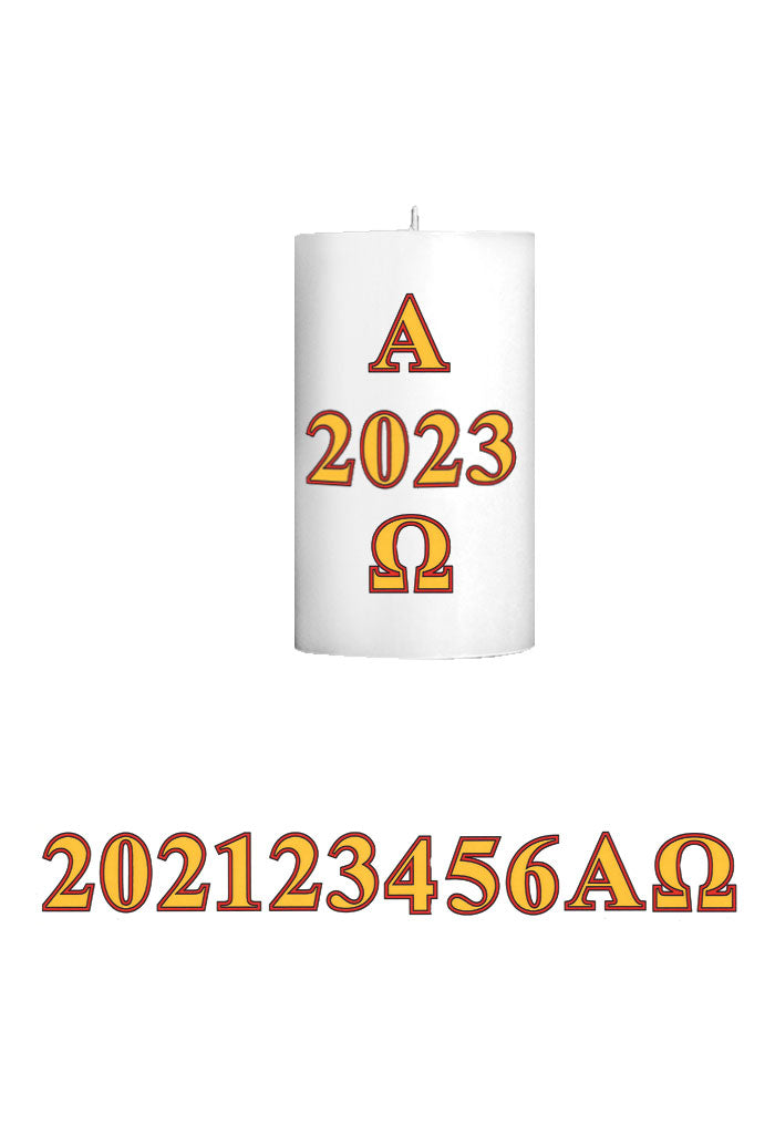 Adesivo Alfa, Omega e Anno per cero pasquale