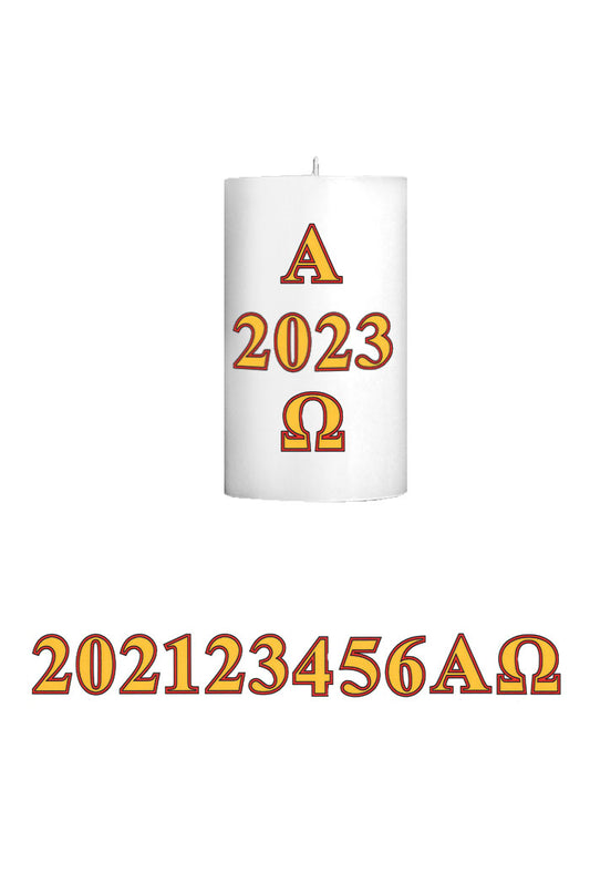 Adesivo Alfa, Omega e Anno per cero pasquale