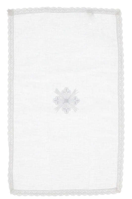 Purificatoio in misto lino con ricamo croce. Dimensioni 28x48 cm
