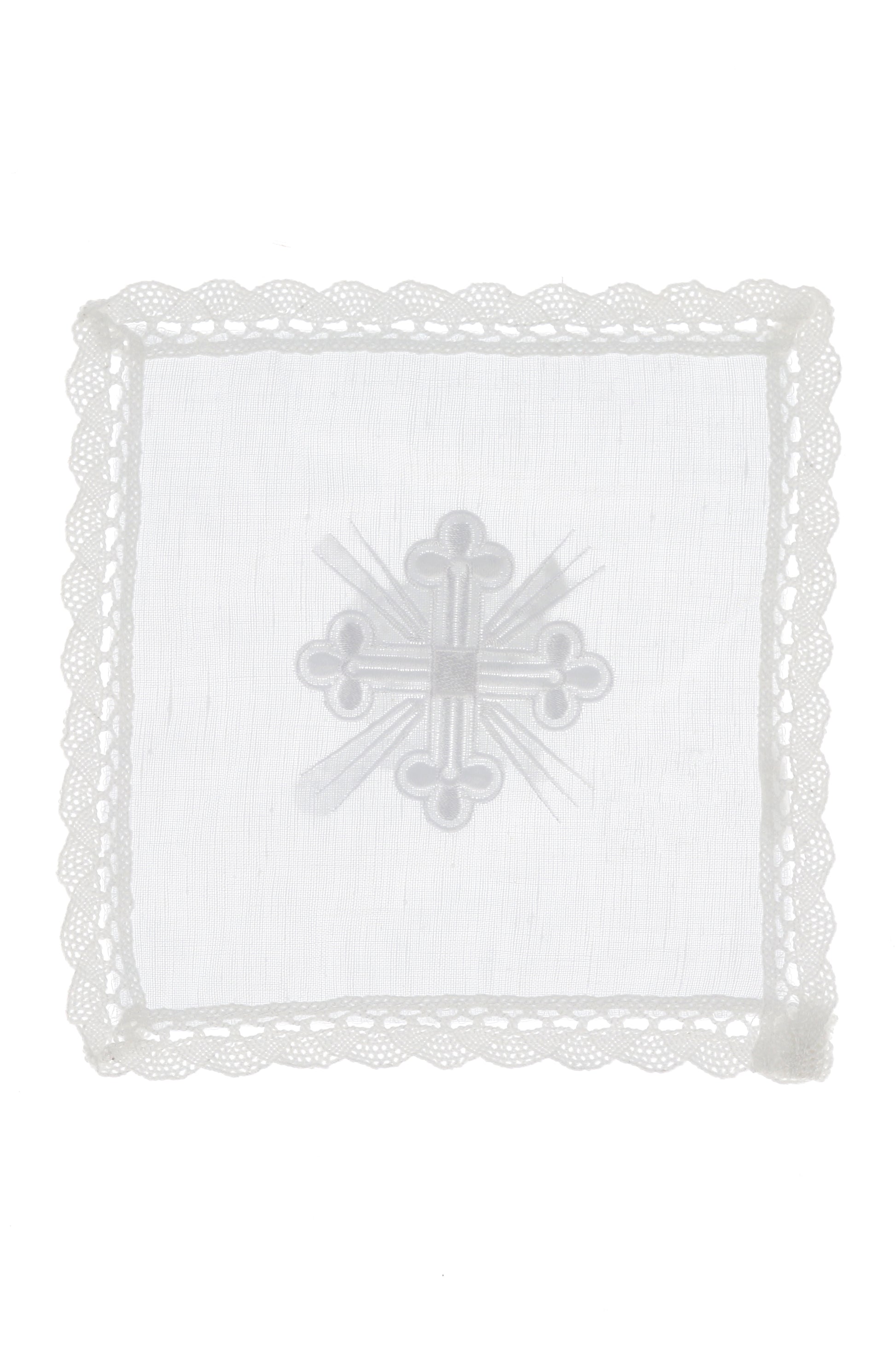 Palla in misto lino con ricamo croce. Dimensioni 16x16 cm