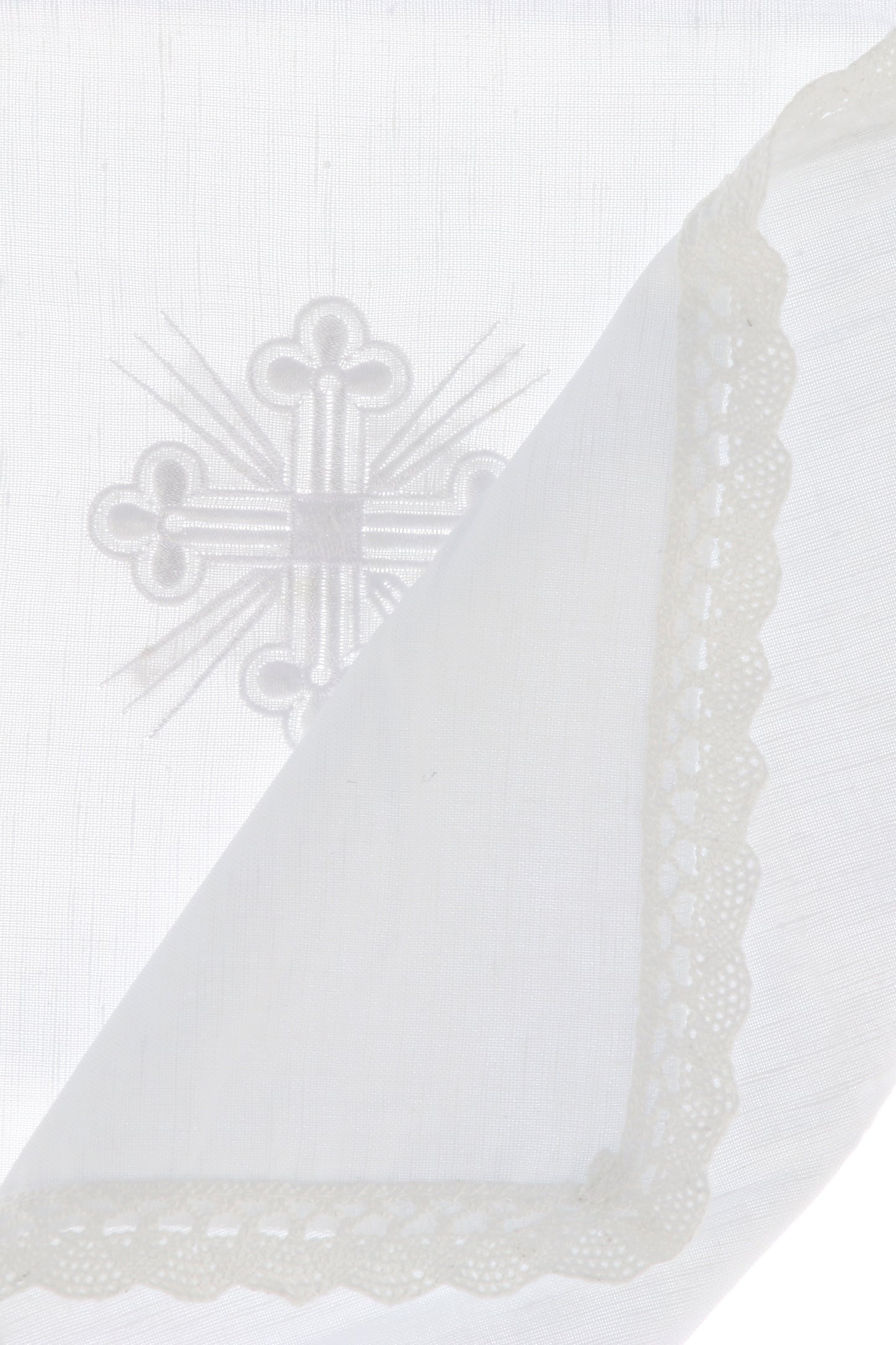 Corporale in misto lino con ricamo croce. Dimensioni 47x47 cm