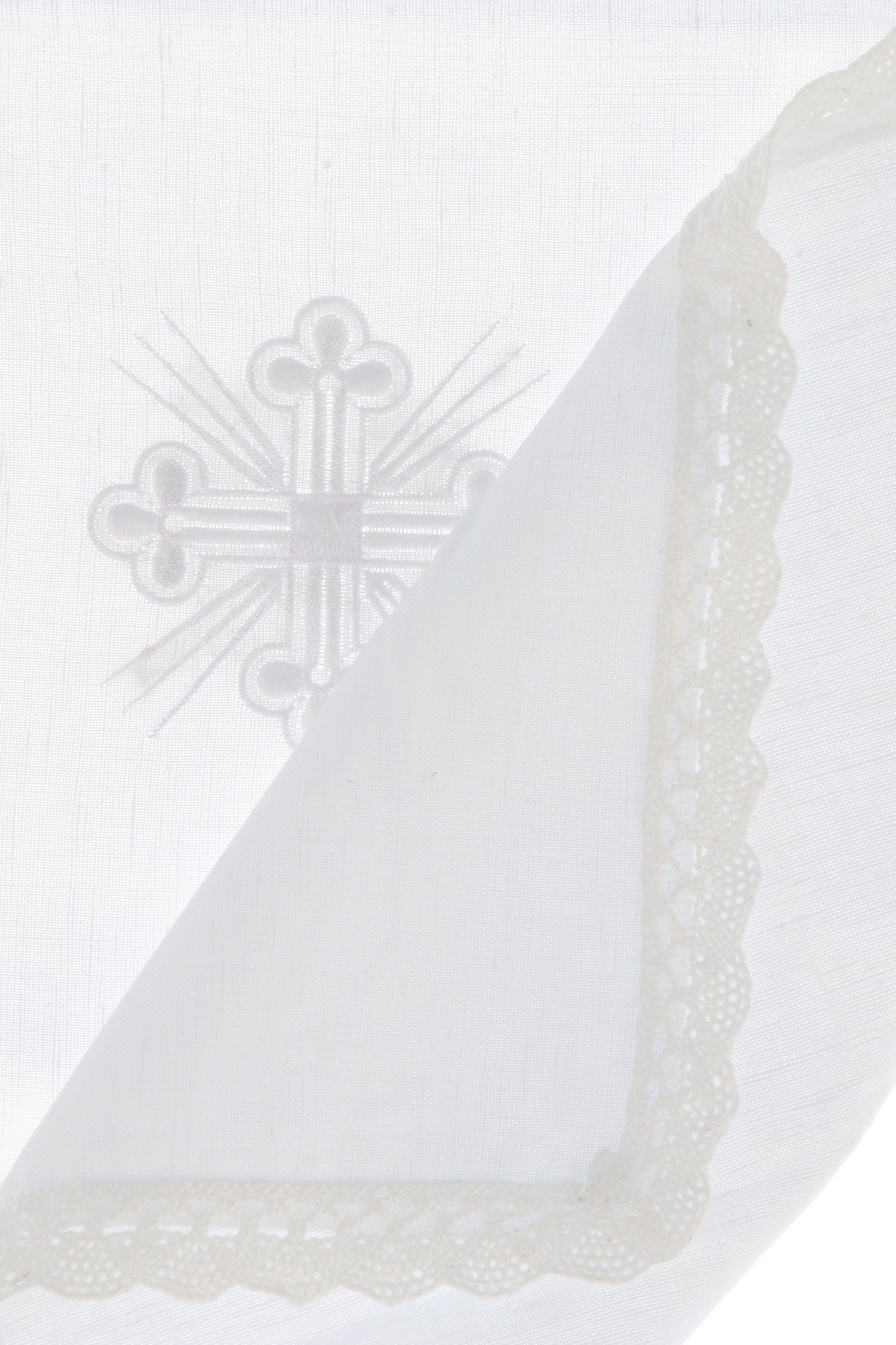 Corporale in misto lino con ricamo croce. Dimensioni 47x47 cm