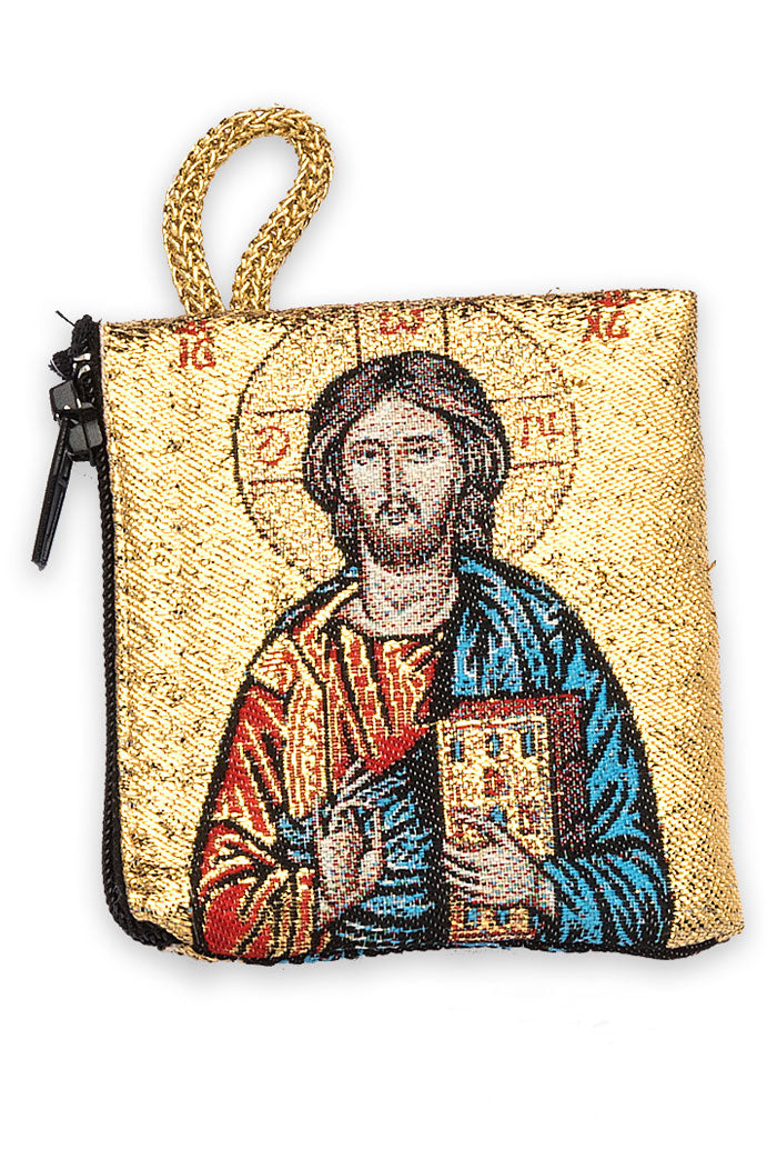 Borsellino in stoffa con immagine ricamata. Dimensioni 7x8,2 cm
