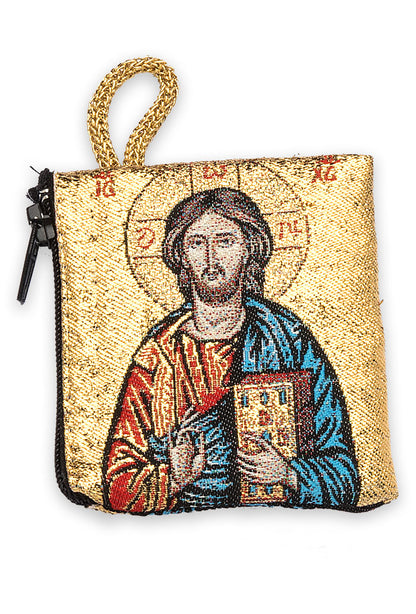 Borsellino in stoffa con immagine ricamata. Dimensioni 7x8,2 cm