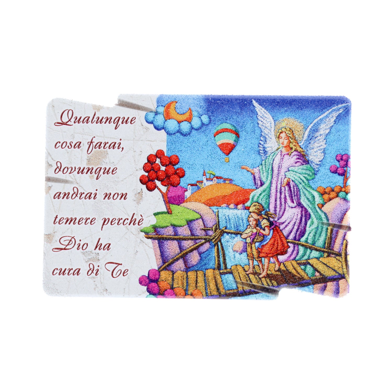 Quadro in legno con frase emozionale e immagine Angelo Custode. Dimensioni 10x15 cm