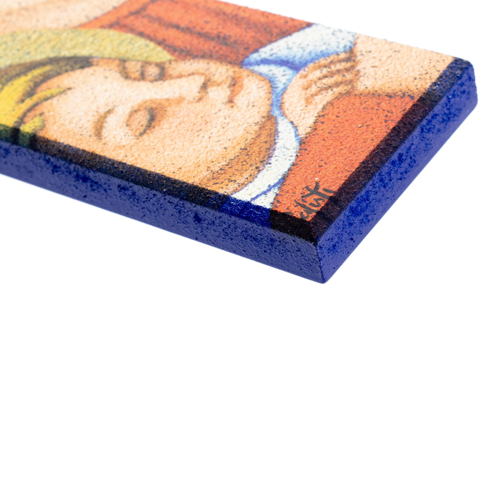 Quadro in legno Madonna con Bambino. Dimensioni 7x30 cm