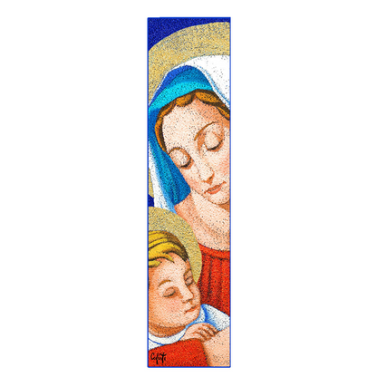 Quadro in legno Madonna con Bambino. Dimensioni 7x30 cm