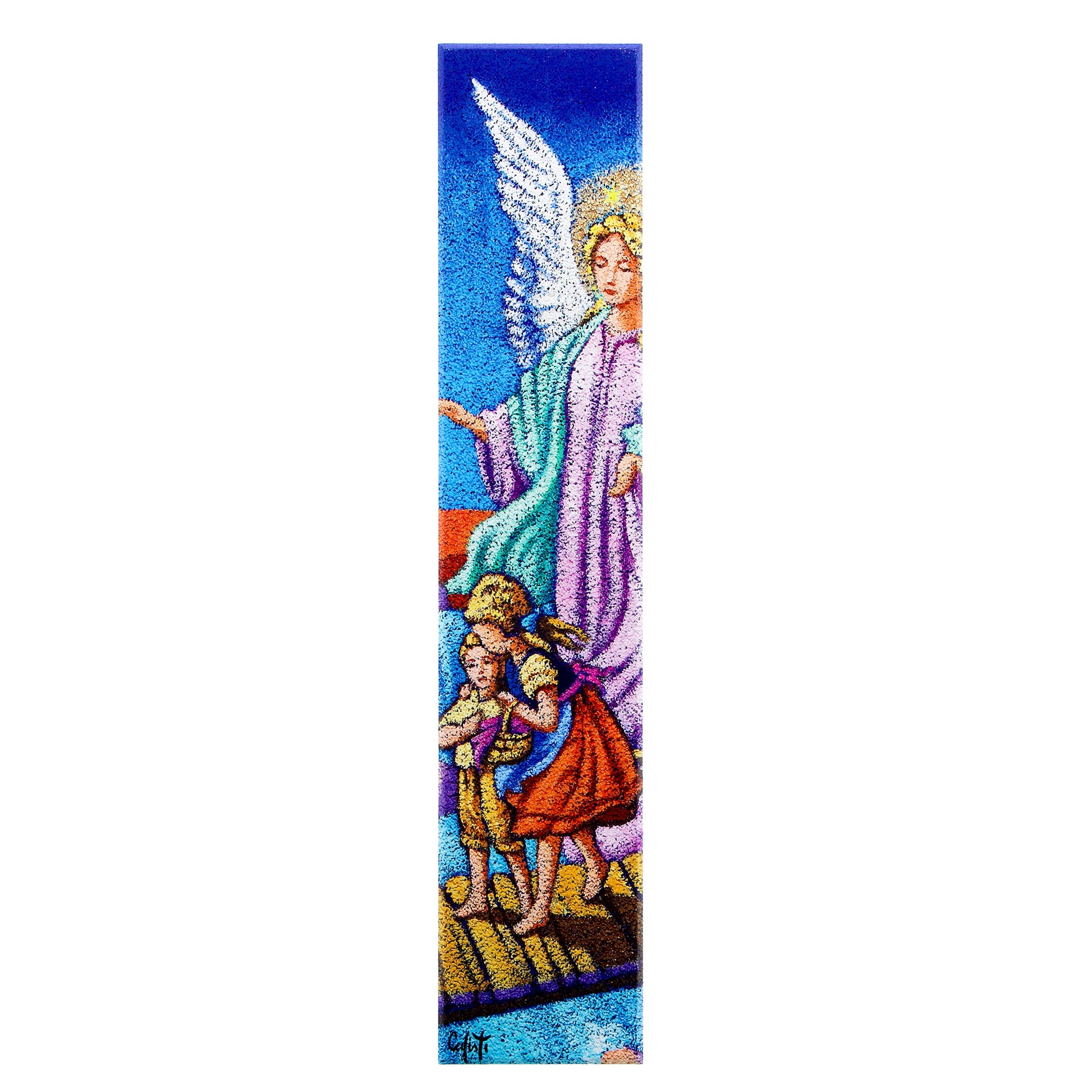Quadro in legno Angelo Custode. Dimensioni 10x50 cm