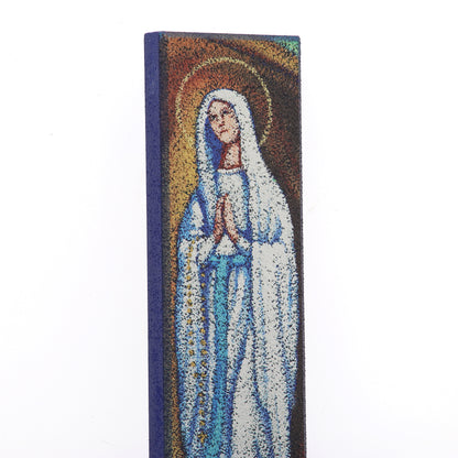 Quadro in legno Madonna di Lourdes. Dimensioni 7x30 cm