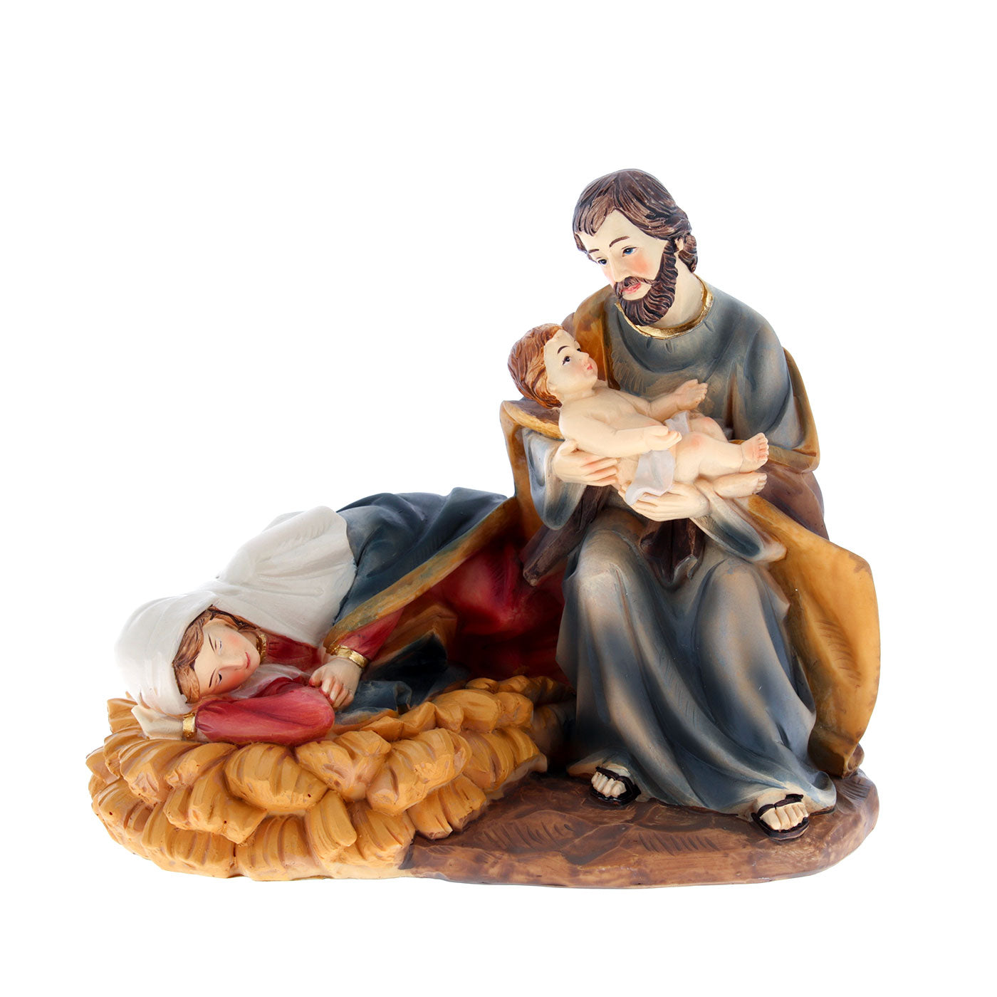 Natività Madonna sdraiata in resina. Altezza 16 cm