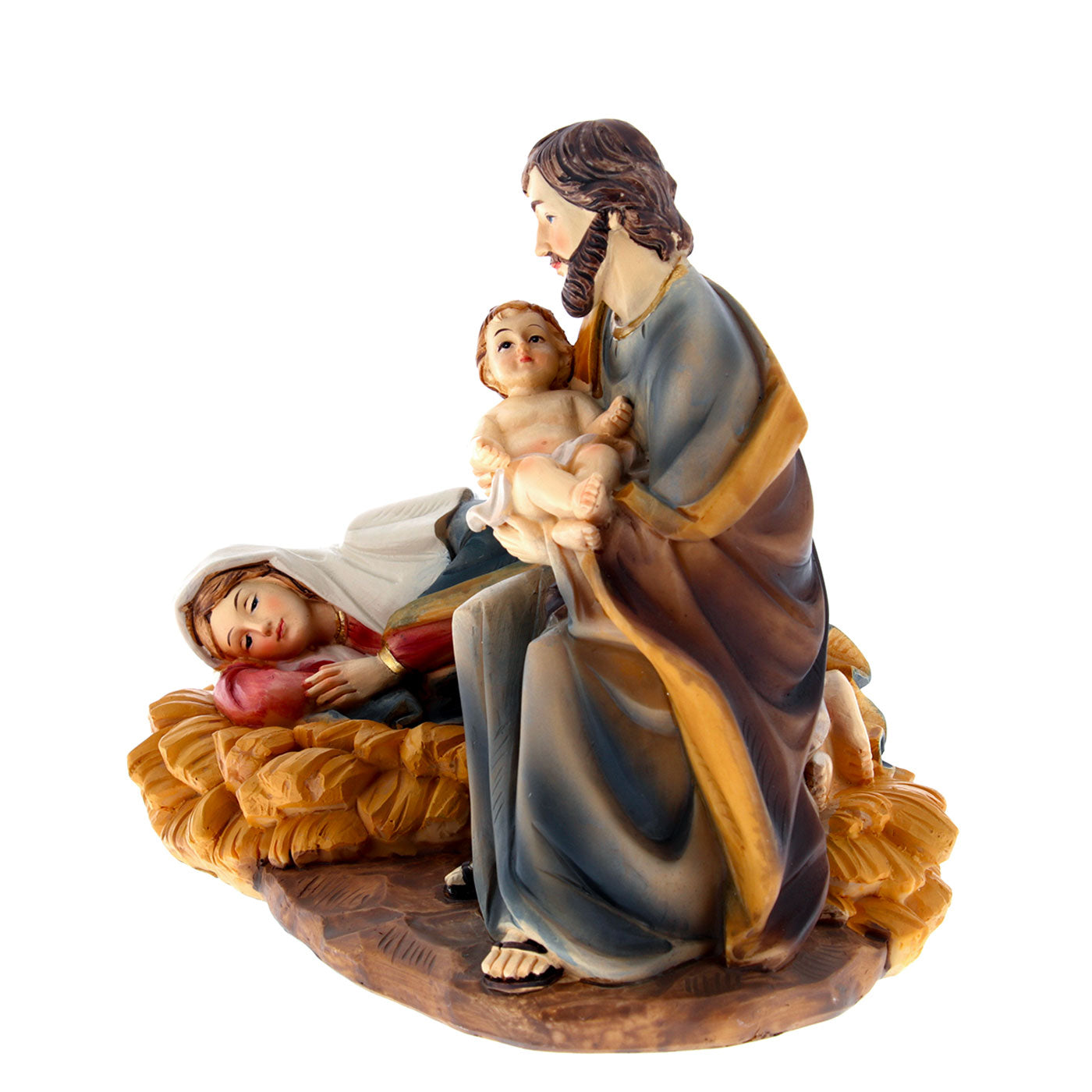 Natività Madonna sdraiata in resina. Altezza 16 cm