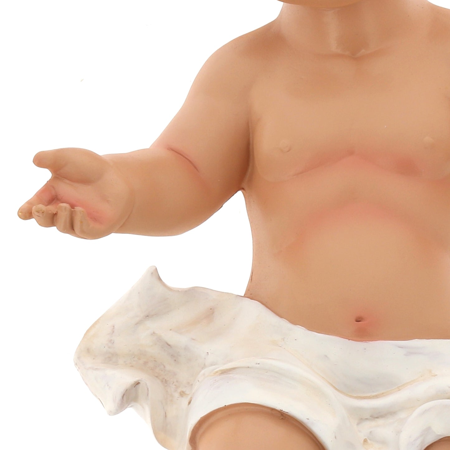 Statua Gesù Bambino in resina, con occhi in vetro. Altezza 43 cm