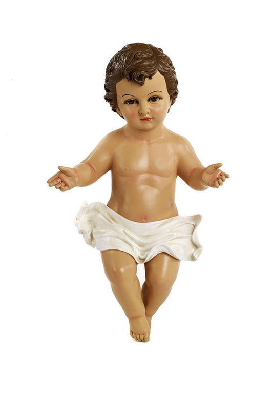 Statua Gesù Bambino in resina, con occhi in vetro. Altezza 43 cm