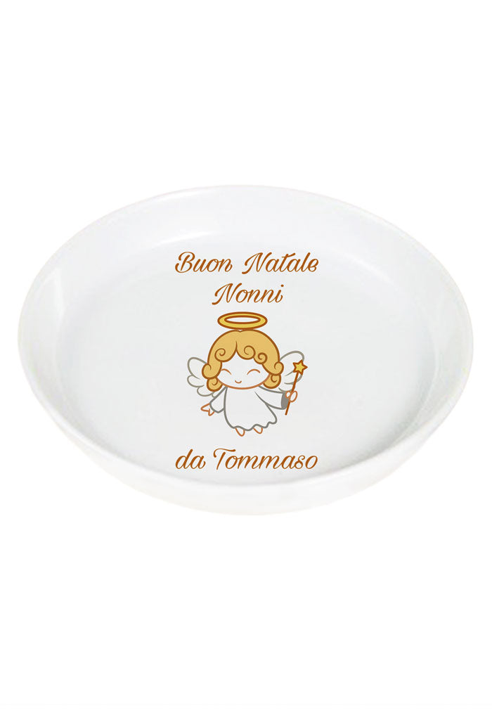 Piattino in porcellana bianca da personalizzare. Diametro 11