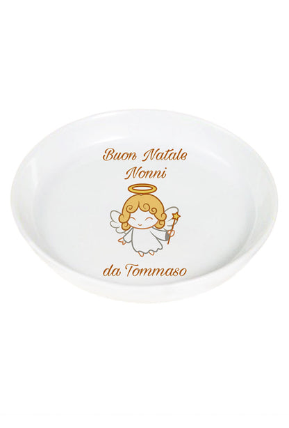 Piattino in porcellana bianca da personalizzare. Diametro 11
