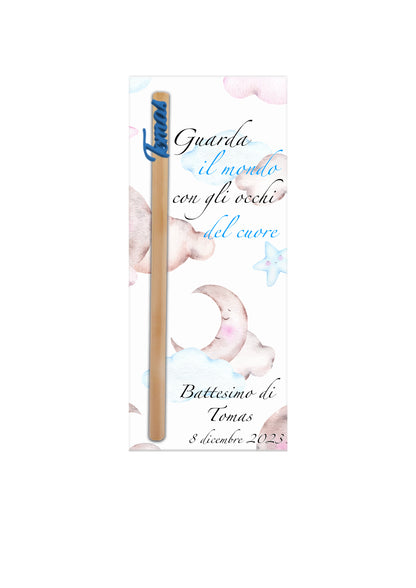 Matita con nome in legno da personalizzare, cartoncino abbinato