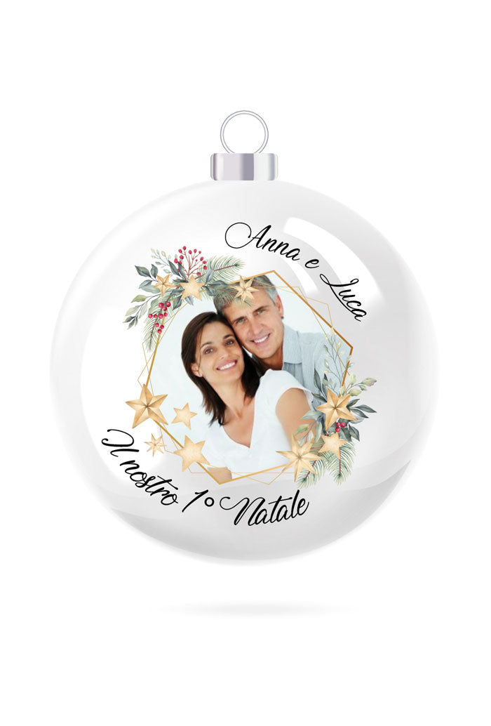 Pallina di Natale in porcellana bianca da personalizzare. Diametro 8 cm