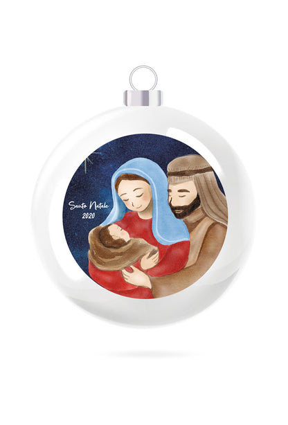 Pallina di Natale in porcellana bianca da personalizzare. Diametro 8 cm