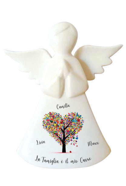 Angelo in porcellana bianca da personalizzare. Altezza 16 cm
