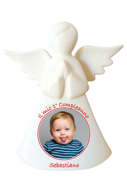 Angelo in porcellana bianca da personalizzare. Altezza 16 cm