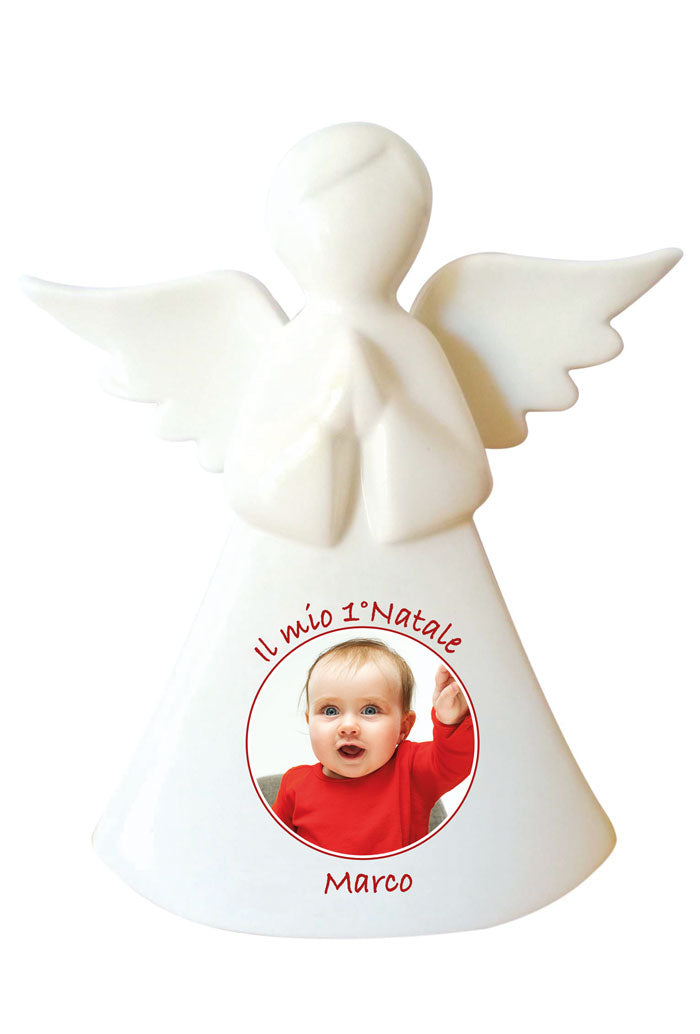Angelo in porcellana bianca da personalizzare. Altezza 16 cm